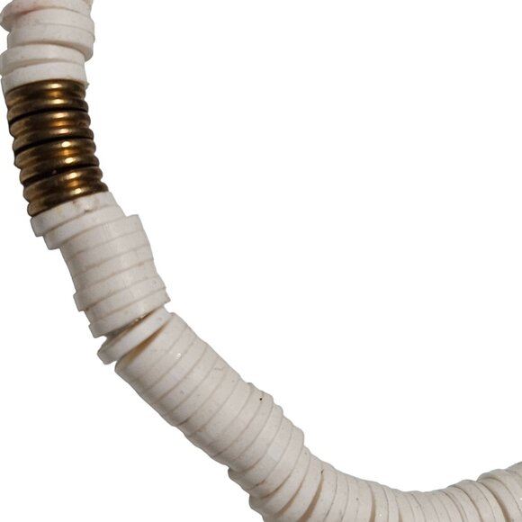 Boho Beach Core White Heishi Bead Stretch Bracelet Surfer Summer Fashion Jewelry - Picture 2 of 3